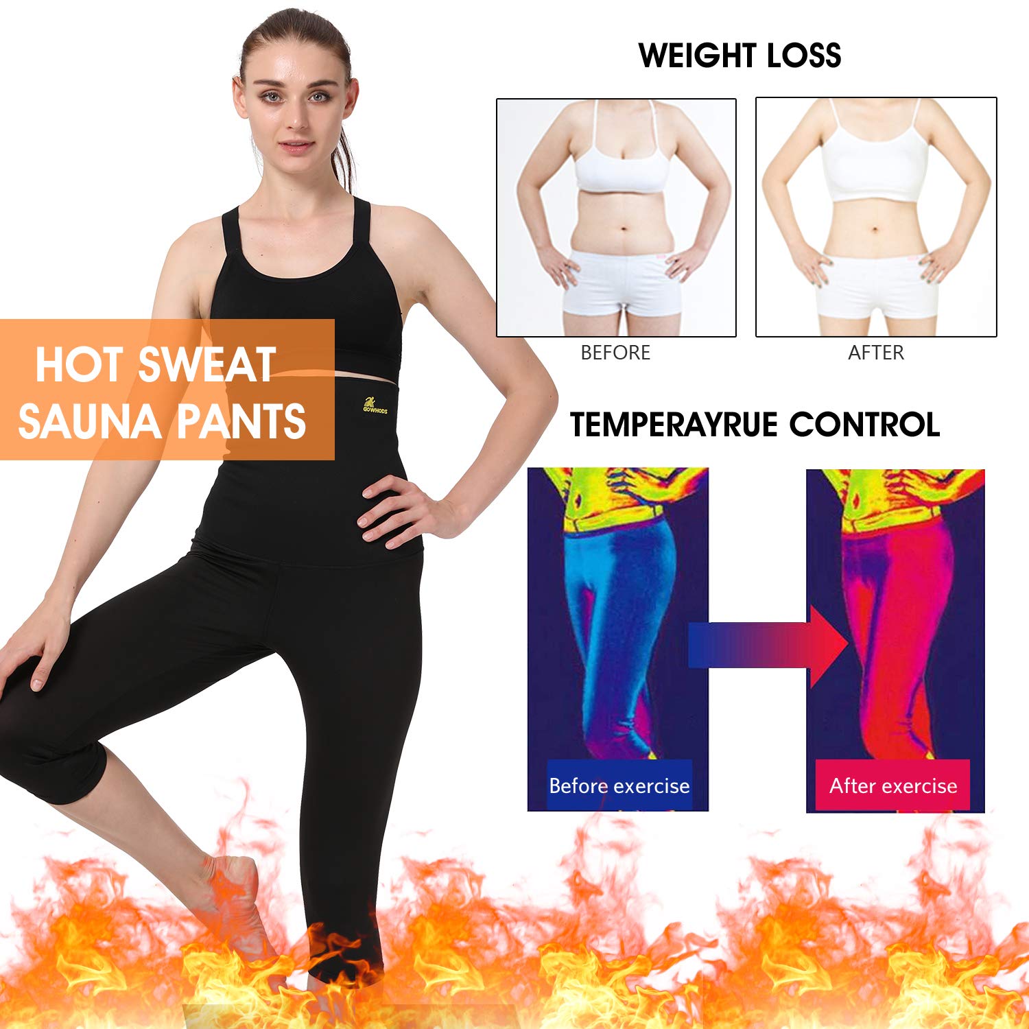 Gowhods Efficient Burning Waist Fat - Increasing Perspiration, Slim Waist Faster, Reducing Cellulite, Comfortable Sweat Weight Loss Suit for Lifting, Yoga, Cross Fit Workouts - XL