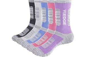 YUEDGE Women's Casual Hiking Athletic Socks, Terry Cushioned Work Boot Crew Socks, Moisture Wicking Womens Socks, 5 Pairs
