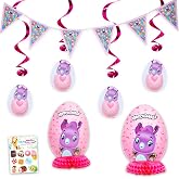Hatchimals Party Decorations Bundle - Hanging Danglers, Centerpieces, More | Hatchimals Party Supplies Kit with Centerpieces, Pennant Banner, Hanging Swirls, Tattoos | Hatchimals Party Decor Kit