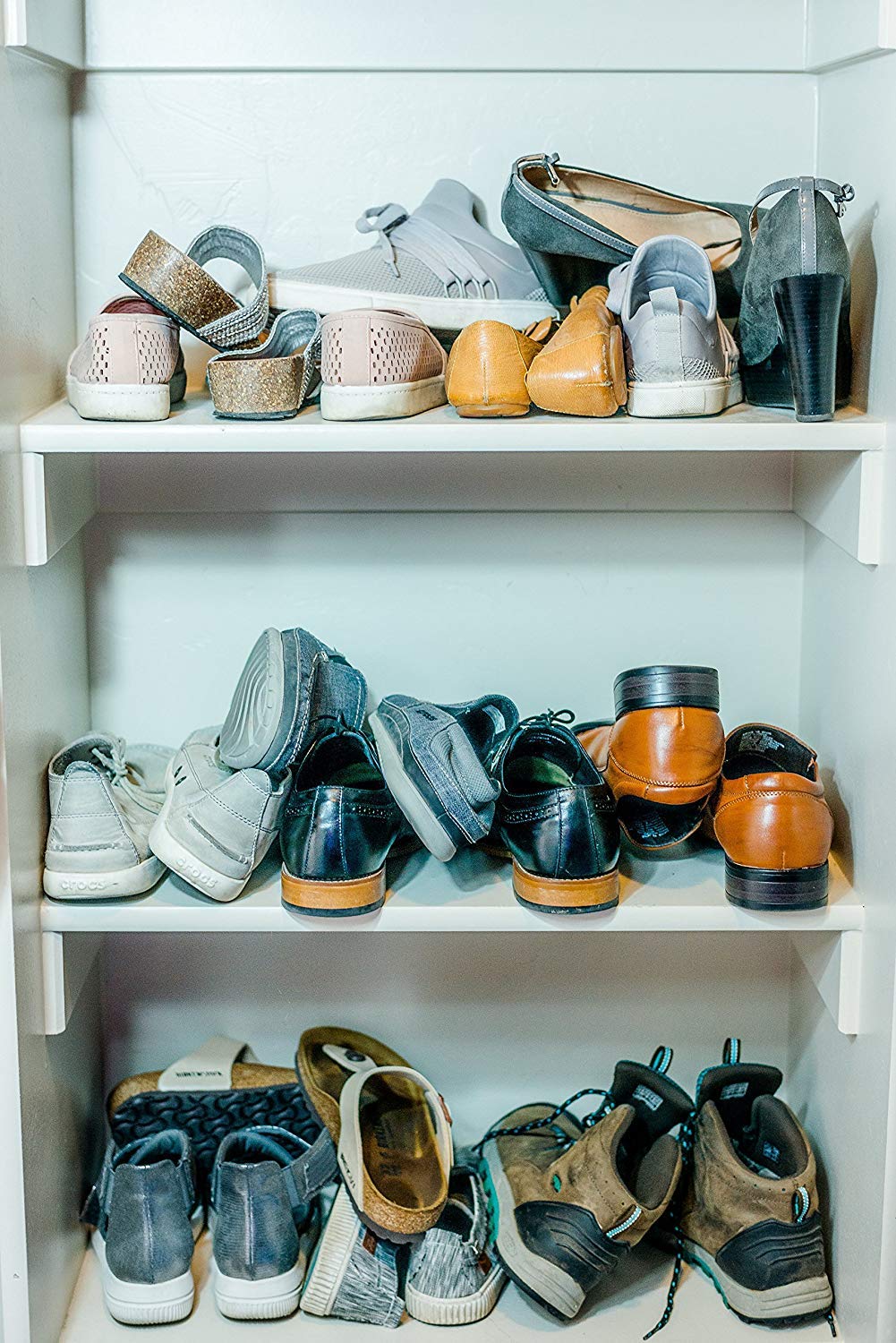 adjustable shoe rack for closet on Space Saving Shoe Slotz Utopia Living Adjustable Shoe Rack 4 Pack White