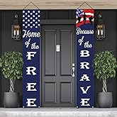 American Flag Patriotic Soldier Porch Sign Banners,Patriotic Decoration for Memorial Day-4th of July Decor Hanging,Independence Day Veterans Day Labor Day Hanging Banner for Yard Indoor Outdoor
