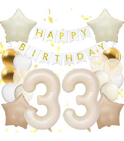 33. Geburtstag Dekoration Set – Goldene Luftballons & Banner Für Die Party