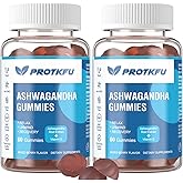 ProTKFU 2 Pack Ashwagandha Gummies & Vitamin D3 Gummies Organic Aswangdha Supplement for Improve Sleep, Stress Relief & Mood Calm (Non-GMO, Gluten-Free & Sugar Free)