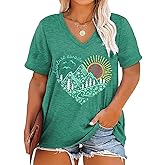 Plus Size T Shirt for Women Vintage Adventure Awaits Tshirt Hiking Shirts Mountain Graphic Tees Short Sleeve Tops