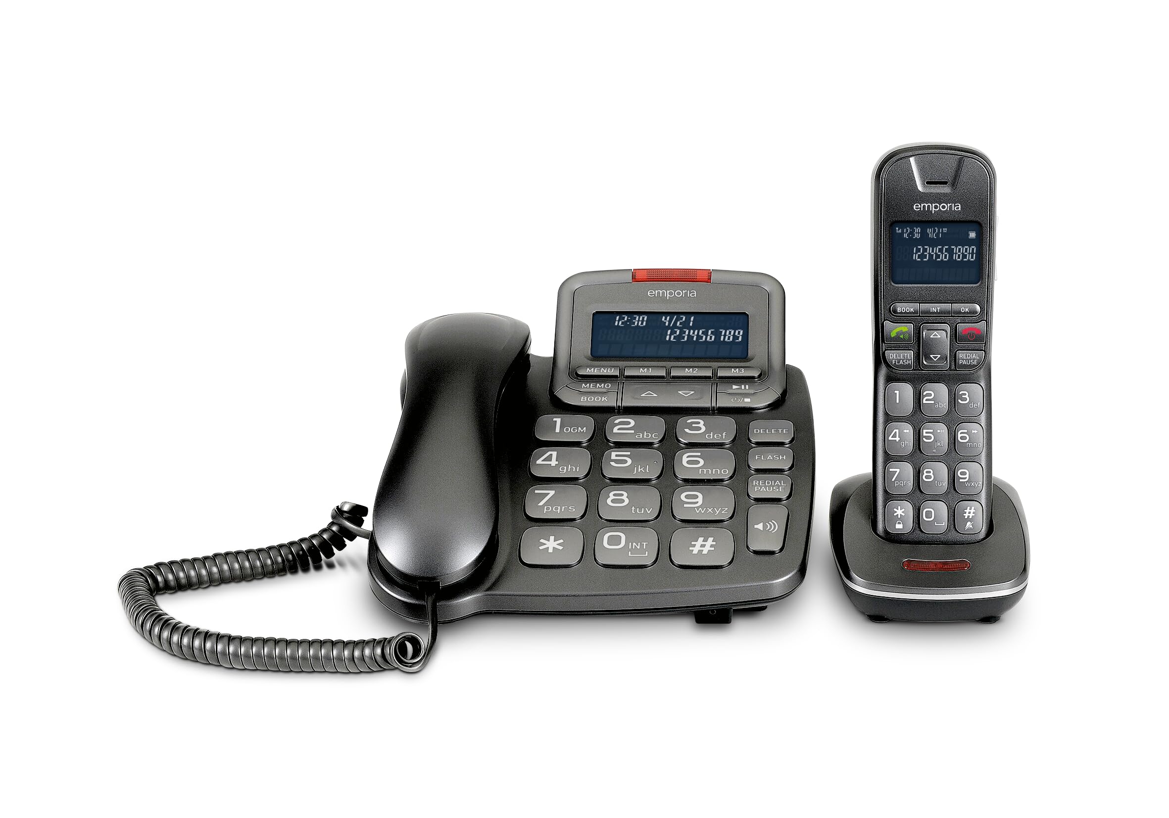 Emporia TALKHOME Combi TH-21ABB Combination DECT Corded Telephone - Black/Silver (Official UK & Ireland Version)