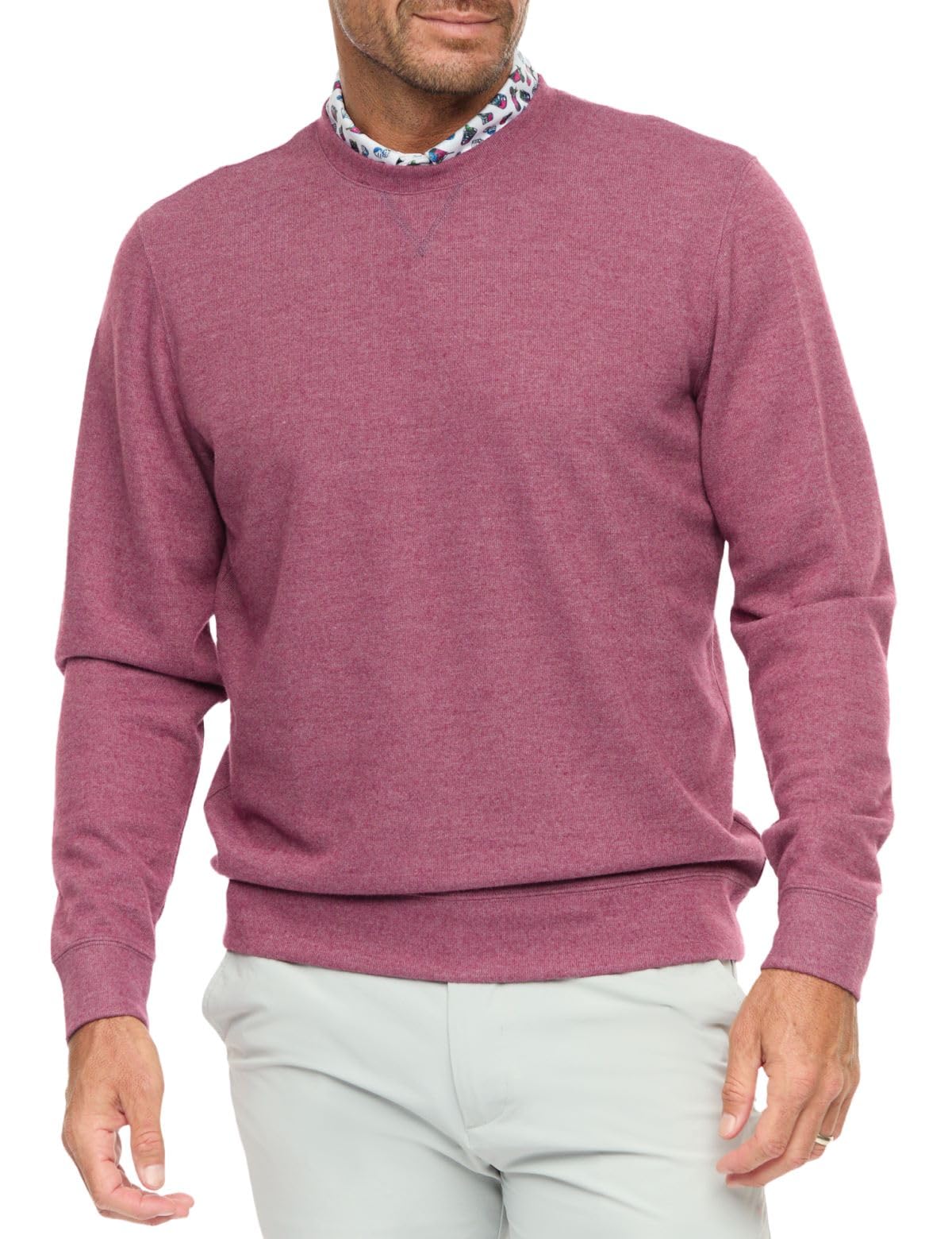 Robert Graham Mens COLBOURNE Long Sleeve Knit Button Down Shirt, Berry
