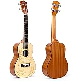 Concert Ukulele,Kmise Solid Spruce 24" Ukelele Hawaii guitar Ukalalee for Adults Beginners