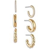 Nadri Hoop Earrings Set of 3 - Plated Earrings for Women, Hoop Earrings for Women Trendy, Lightweight Chunky Open Hoops