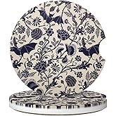 Car Coasters for Cup Holders, 2 Pack Absorbent Ceramic Anti Slip Universal Car Interior Accessories 2.56 Inch Cup Coaster for Women Men - Bat Flower