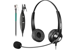 Callez RJ9 Phone Headset with Microphone Noise Cancelling Office Telephone Headsets Compatible with Polycom VVX411 VVX311 VVX410 VVX500 Avaya 1416 1408 Mitel 5330e Shoretel 230 NEC Allworx Toshiba