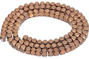 AD Beads Natural Hematite Gemstone Faceted Square Cube Loose Beads 16" 2x2mm 4x4mm (4x4mm, Metallic Copper)