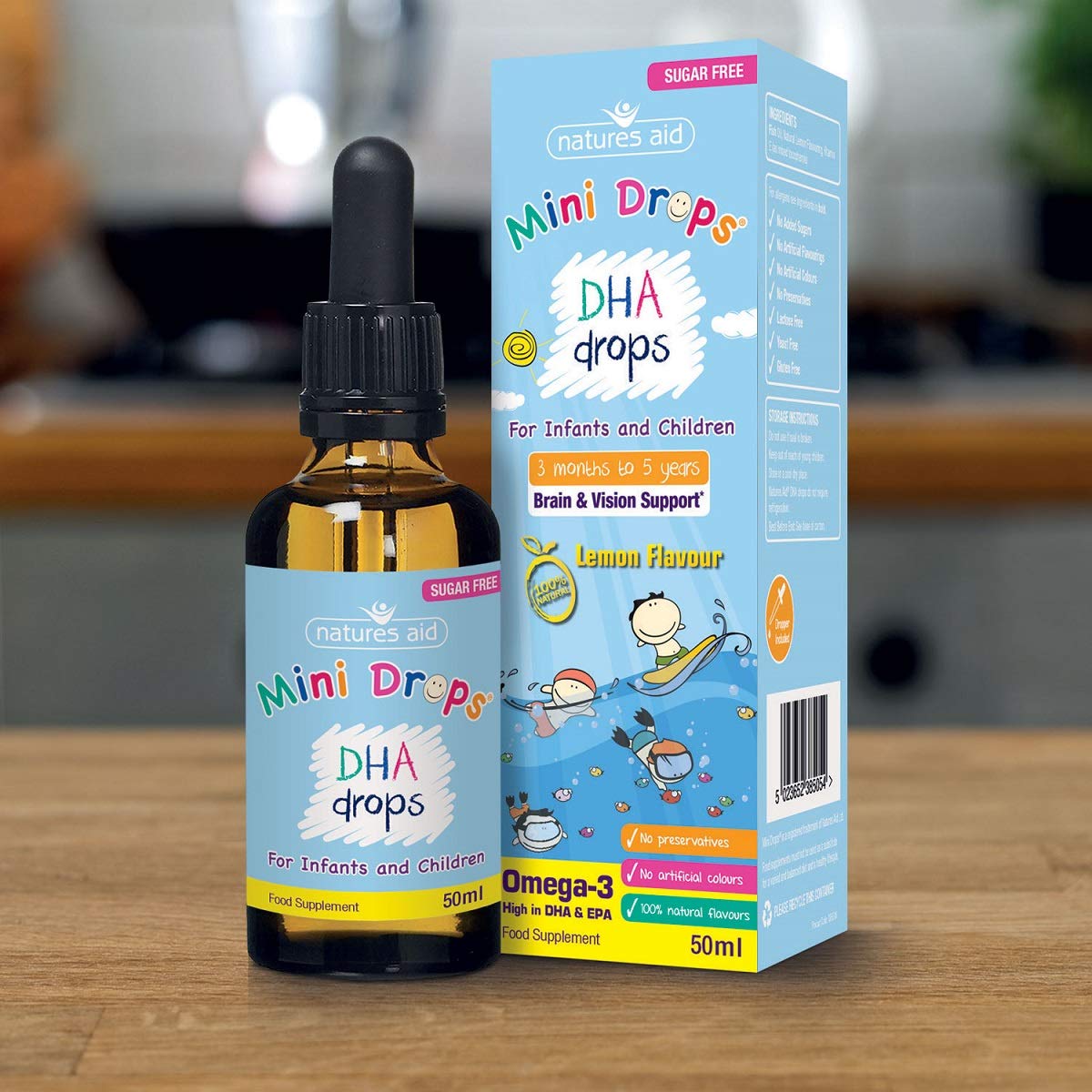 Natures Aid DHA Drops, Omega3, Brain and Vision, Infants/Children