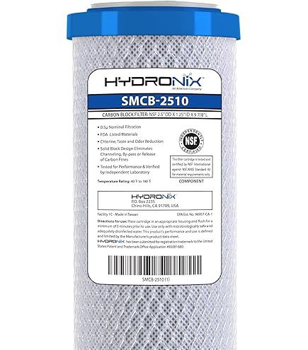 12 pièces de grande cartouche filtre à eau coque de noix de coco bleue