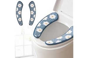 IENSEN Thick and Warm Toilet Seat Cover – Washable, Reusable Cushion with TPR Adhesive & Floral Pattern for Comfort & Insulation (Blue)