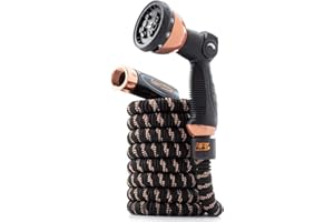 Pocket Hose Copper Bullet Expandable Garden Hose w/10 Pattern Thumb Spray Nozzle AS SEEN ON TV 650psi 3/4 in Patented Lead-Free Ultra-Lightweight Solid Copper Anodized Aluminum (25 Ft)