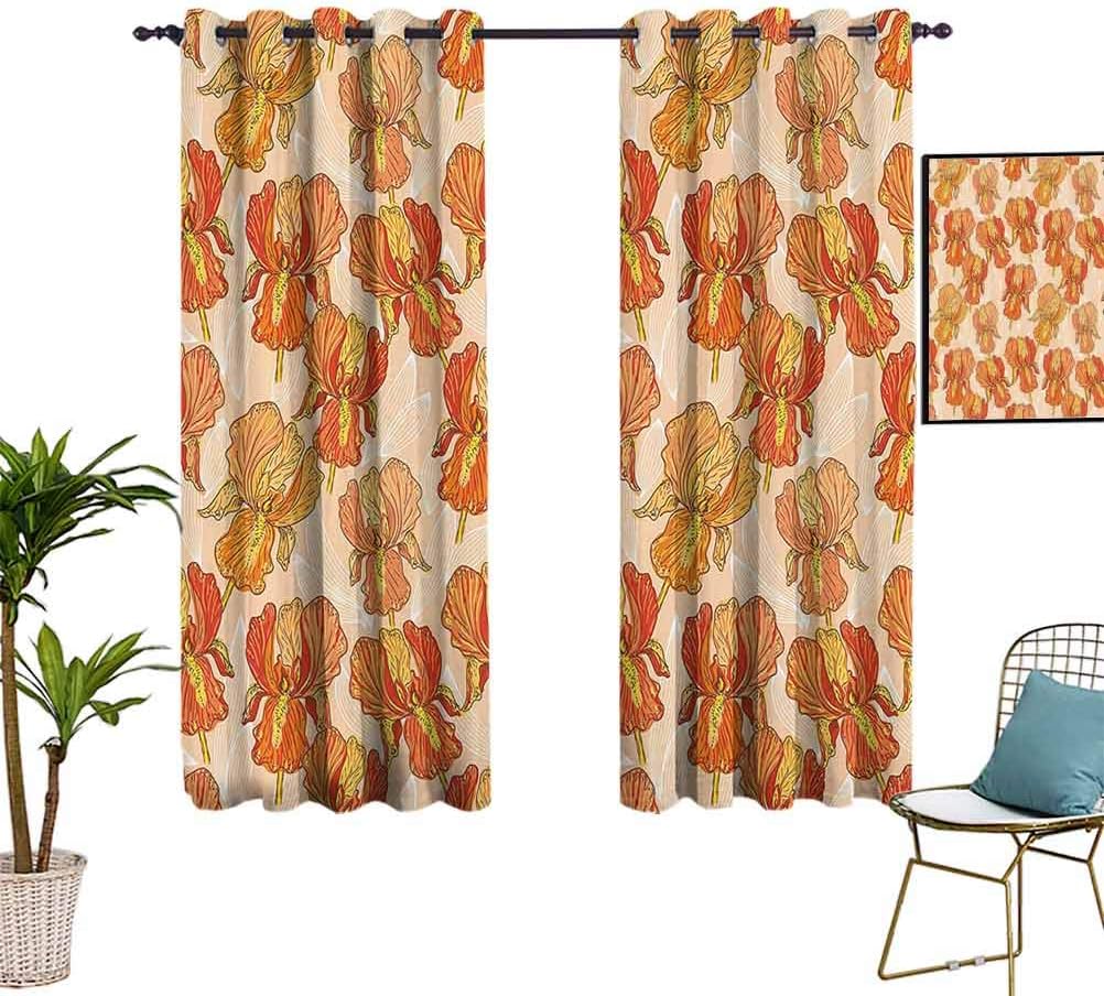 Floral Blackout Curtains Iris Flower Petals Blooming