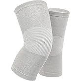 Sieafan Bamboo Charcoal Knee Sleeve - Bamboo Compression Knee Sleeve for Men and Women - Elastic Warm Knee Brace for Arthritis(Gray, Large)