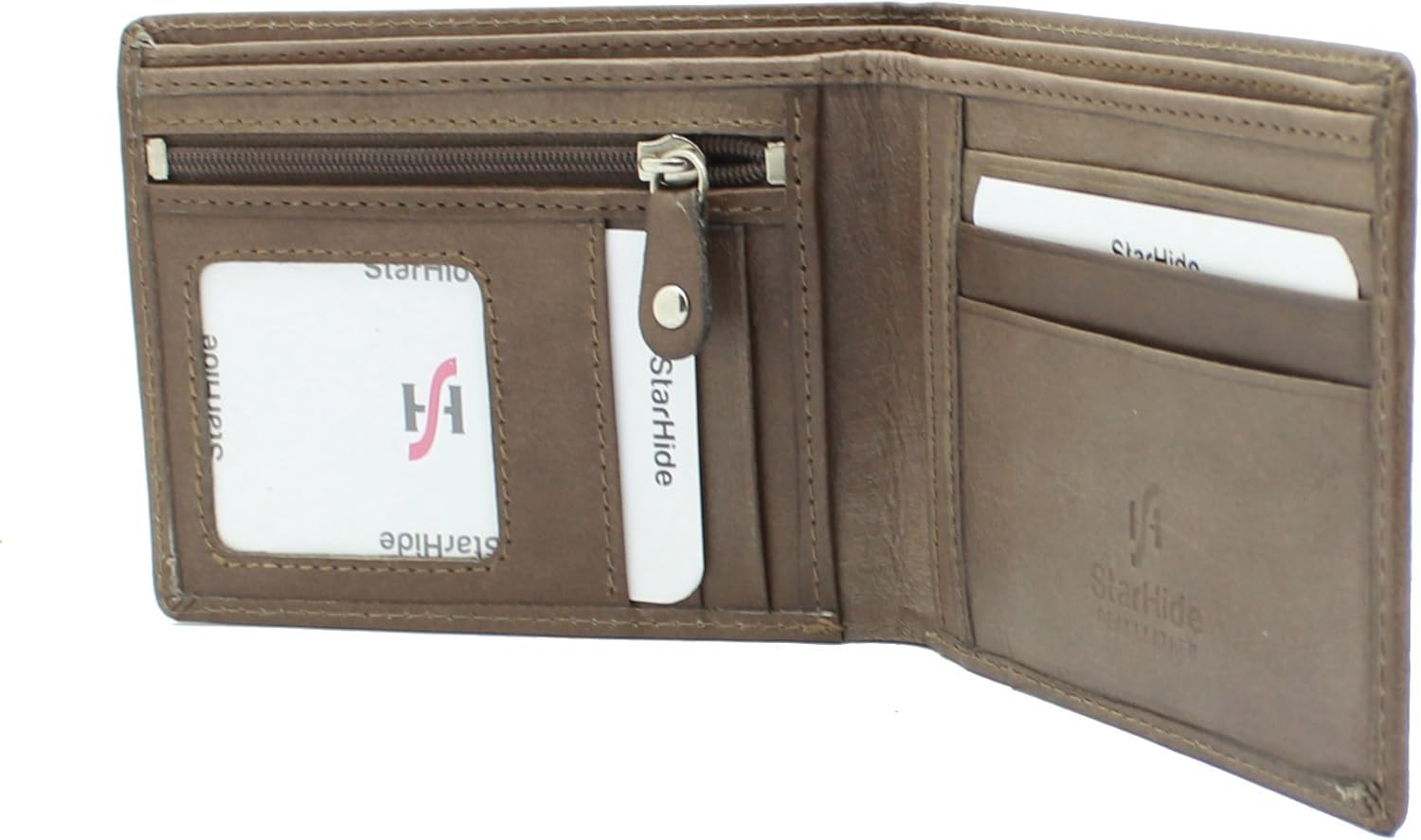 STARHIDE Mens Soft Genuine Leather Wallet 1140 Brown - Image 5