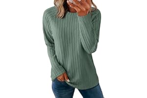 Dokotoo Womens Tops Long Sleeve Lightweight Shirts 2025 Fall Fashion Clothing Trendy Tops Crewneck Knit Basic Tee