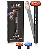 GLO24K 6-IN-1 Beauty Therapy Wand for the Face, Eyes, and Neck. Based on Dual LED Light Therapy, Thermal, Vibration, and Micro-Current Technologies.Skin Rejuvenation