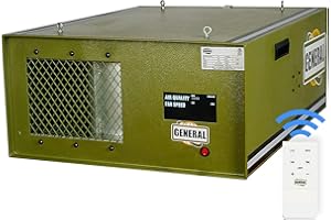 GENERAL INTERNATIONAL SMART Air Filtration System - 1/5 HP Automatic Dust Air Cleaner with Multiple Running Modes & LCD Display - 10-1000 M1