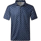 Hardaddy Men's Moisture Wicking Polo Shirts Printed Dry Fit Short Sleeve Collared Golf Shirt