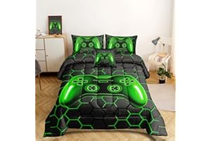 ROWADALO 5 Pieces Bed in A Bag Gamer Bedding Set for Boys Kids Adult Gaming Comforters Set,Boys Bed in A Bag Set Twin Size Comforter with Fitted Sheet Flat Sheet Pillowcase pillowsham,DJTH5026Twin