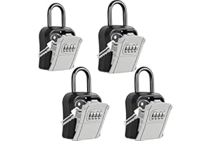 FAYLEEKO Portable Key Lock Box,Key Holder Safe Security Lock Box for Indoor, Outdoor, Garage, Garden, Store (4 Pack, Grey)
