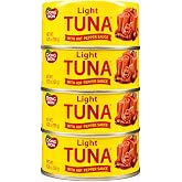 Dongwon Light Tuna with Hot Pepper Sauce, Korean Spicy Canned Tuna, Ready to Eat Tuna in Sauce, 5.29 oz Each, Pack of 4