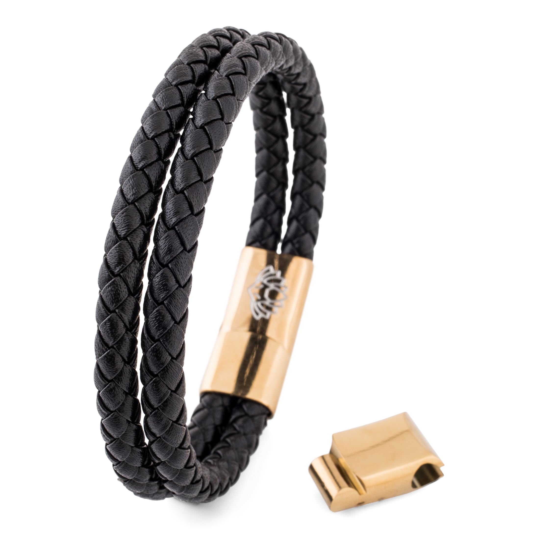 Akitsune Simplicitas Leather Bracelet | Premium Magnetic Bracelet for Women Men Tress Handmade, 19cm, Leather, without stone