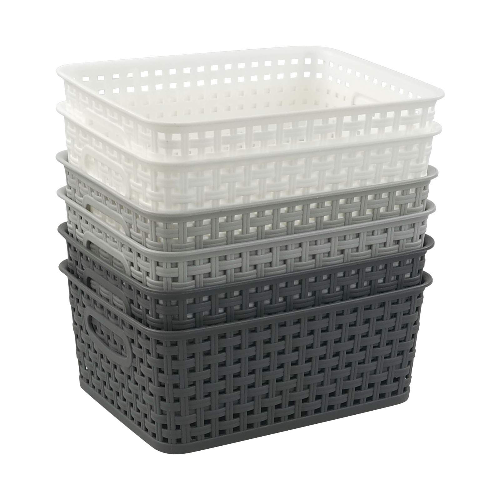 Leendines 6 Pack Plastic Weave Storage Basket, Small Kitchen Cupboard Baskets Set