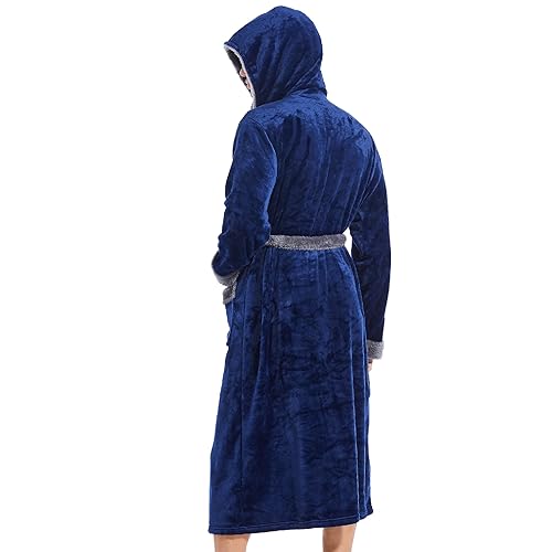 Inner Wish Mens Hooded Robe, Plush Long Bath robes Cozy Warm