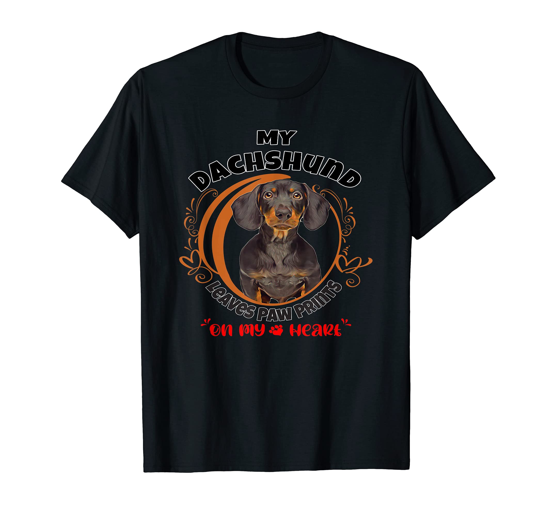 Dachshund Dog Paw Prints On My Heart T-Shirt
