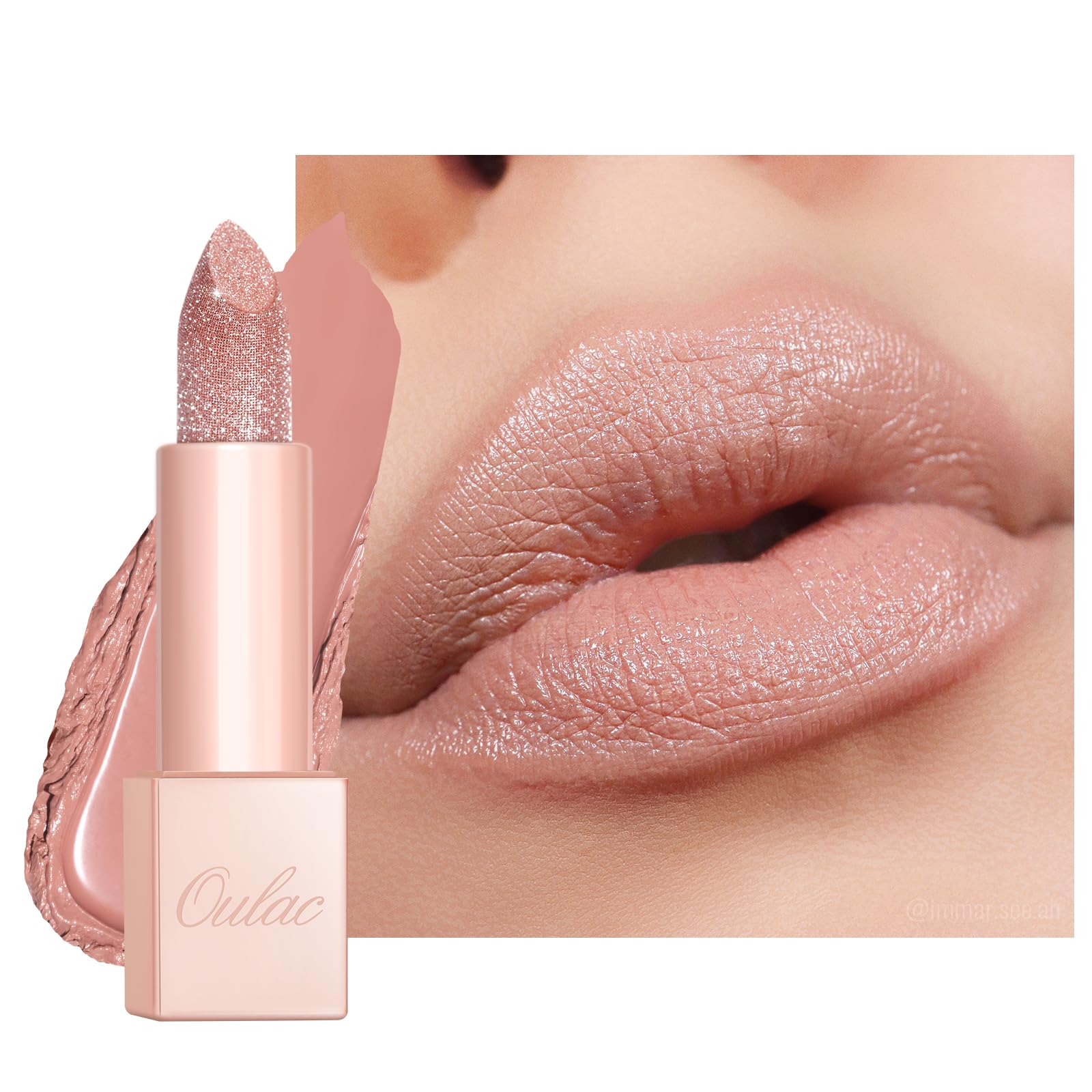 Oulac Infinity Moisture Lipstick - Nude Lip Blam for Extremely Dry, Cracked Lips, Diamond Shimmer & High Shine, Long-Lasting Hydration Lips, Vegan & Clean Beauty Formula, 4.5g (PG12) Pure Zen — image 1