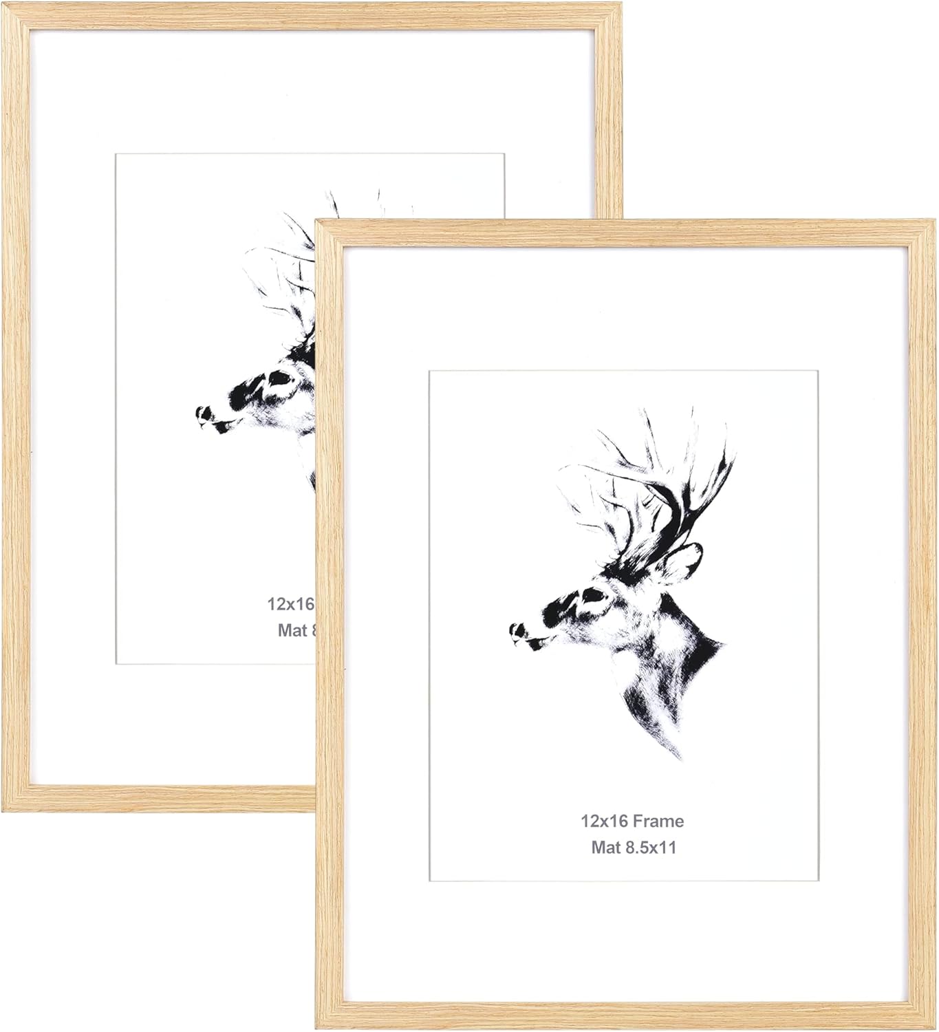 Photo Albums, Frames & Accessories - Yaetm 12x16 Picture Frame With Mat for 8.5x11 Set of 2, Solid Oak Wood Poster Frame 12 x 16 inches, Wall Gallery Photo Frames for Horizontal and Vertical Wall Mounted (2 pack, Oak)