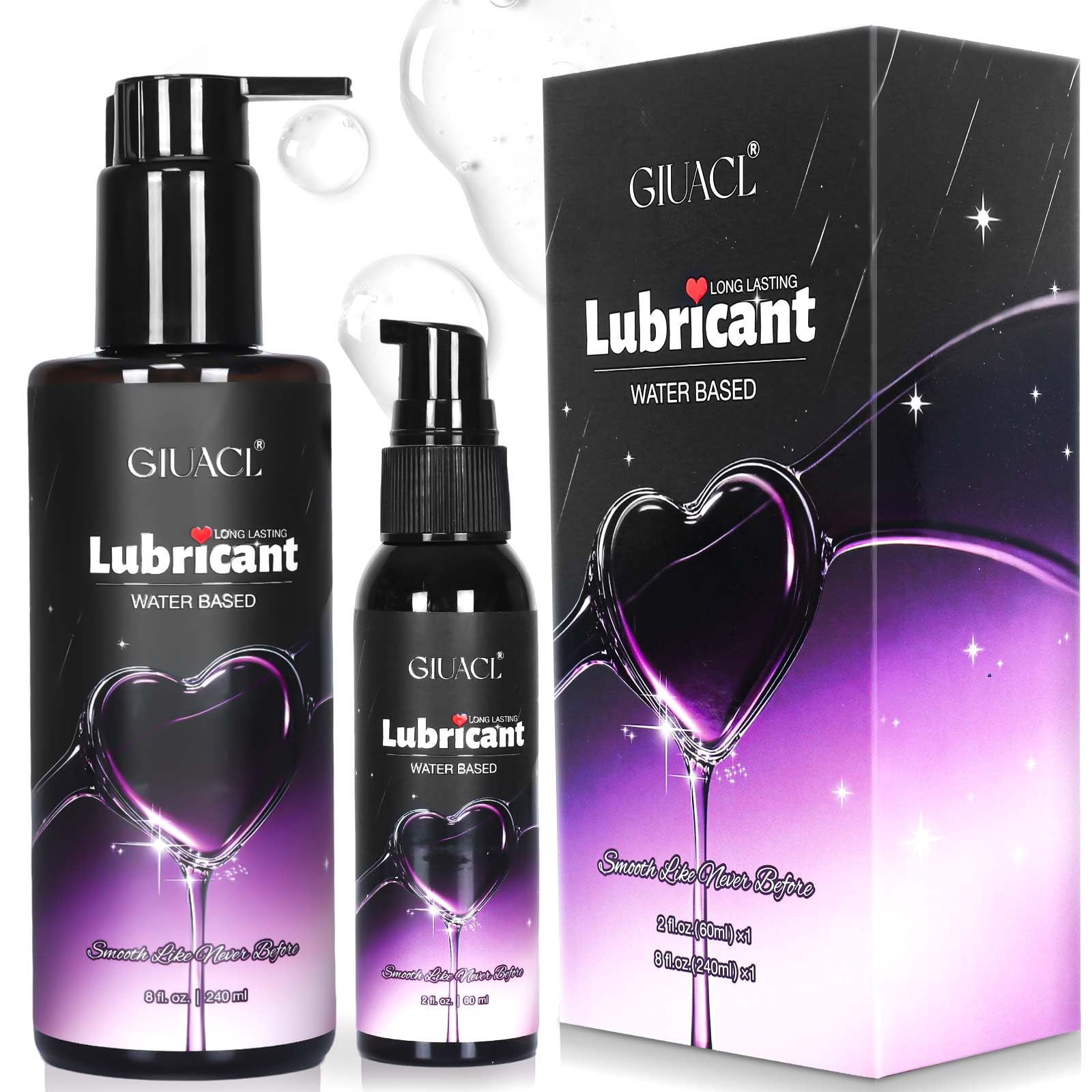 Water Based Lube, 8+2oz Personal Lubricant Set for