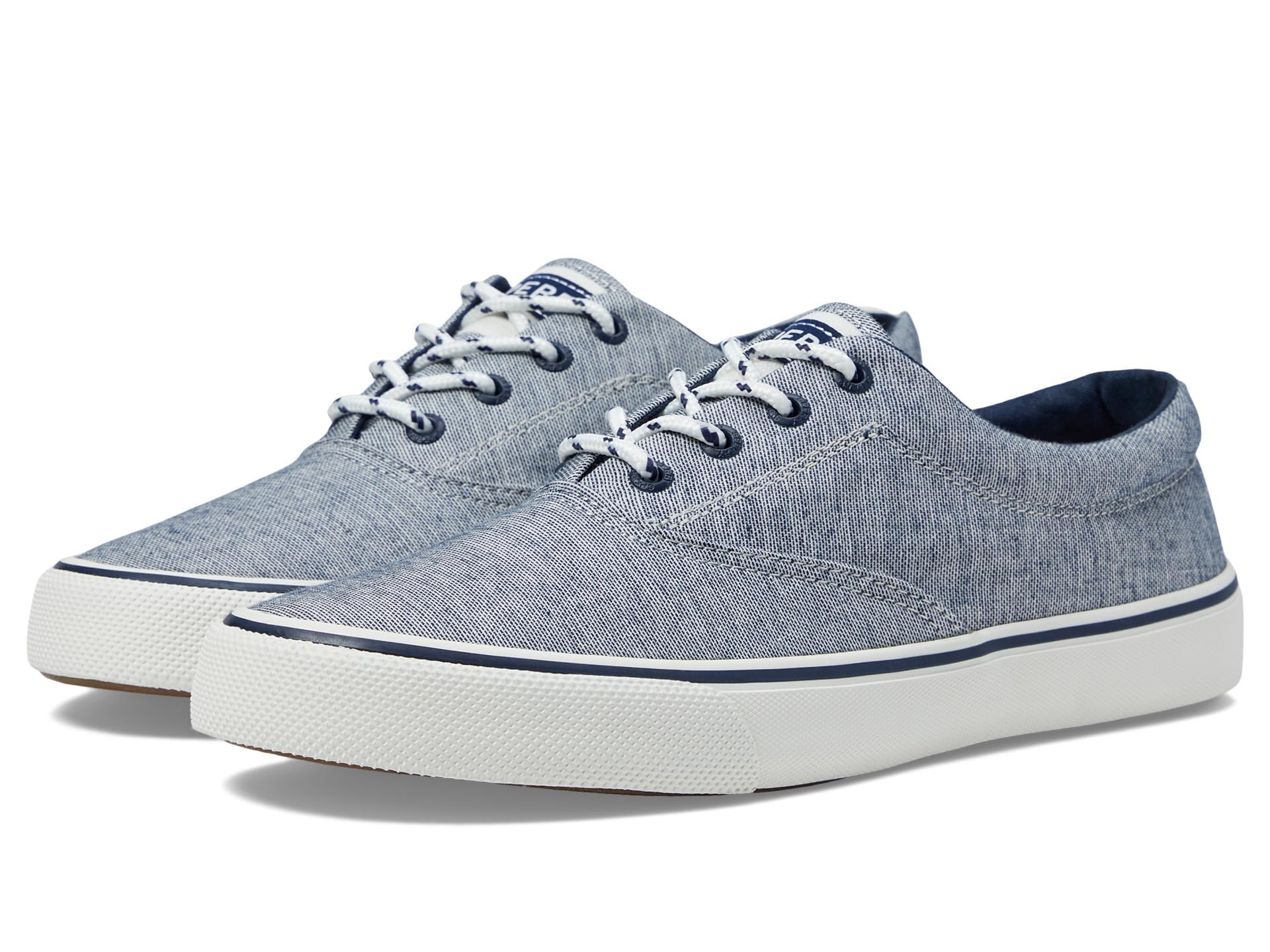 Sperry Mens Shoes Men’s Striper II CVO SeaCycled Sneaker, Navy Chambray, 5.5