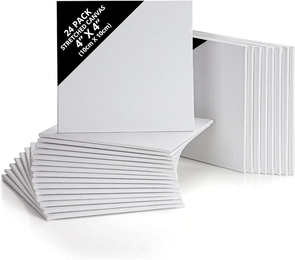 Belle Vous Blank Canvas 24 Pack 10x10 cm Pre Stretched Panels 3mm