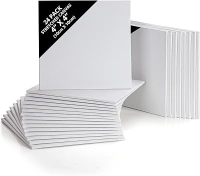 Belle Vous Blank Canvas 24 Pack 10x10 cm Pre Stretched Panels 3mm