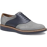 Johnston & Murphy Men's Hodges Saddle Lace-Up Oxford, Gray Suede/Navy Full Grain, 10 M