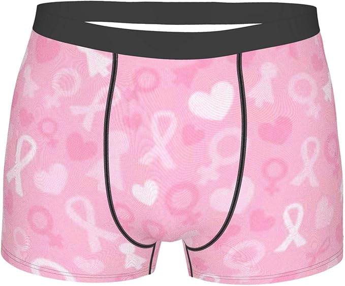 Terdelerster Light Pink Ribbon Men's Underwear Boxer Briefs Breathable