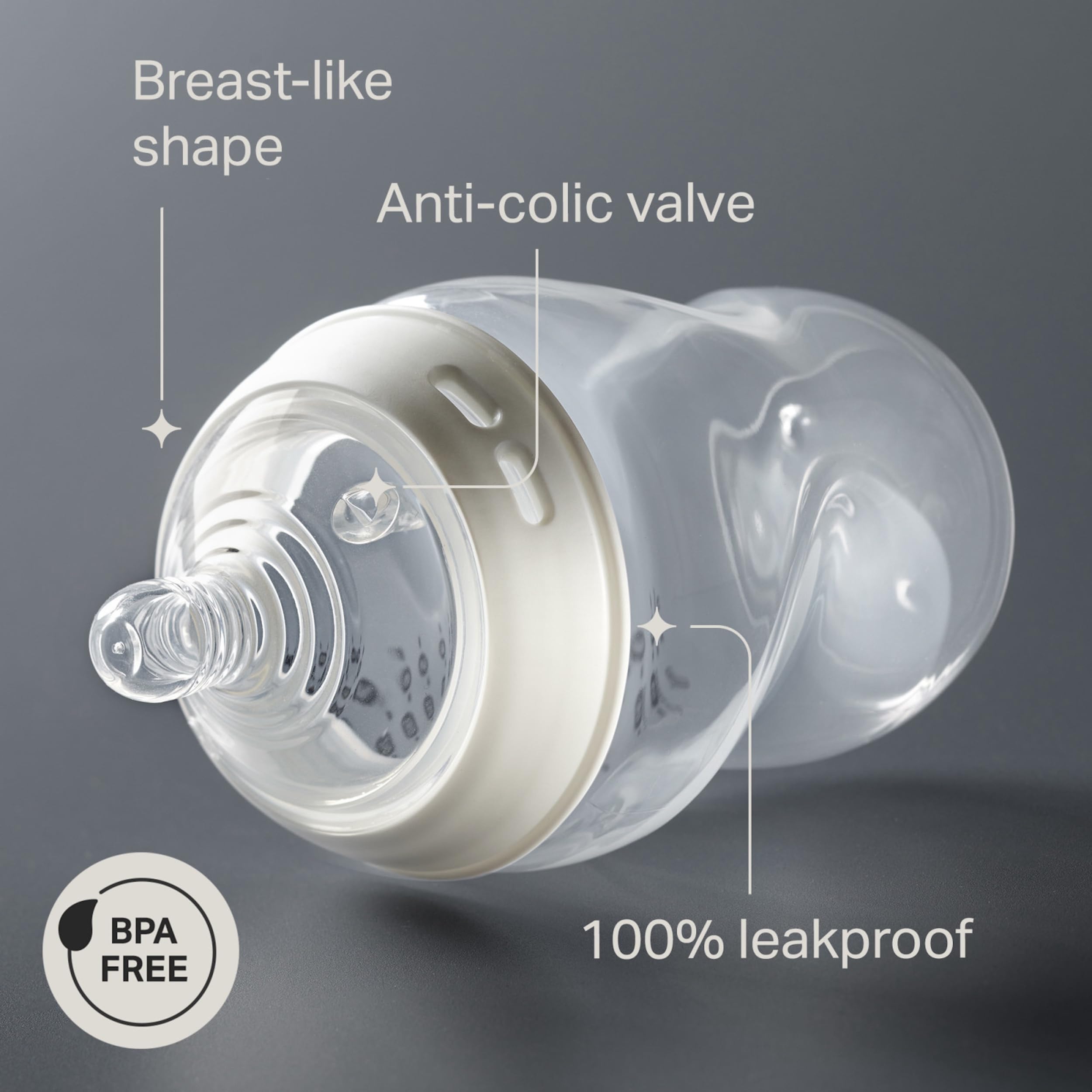 Tommee Tippee Natural Start Baby Bottle, 11oz, Thicker Feed, Breast-Like Nipple for Babies 6 Months+, Clear, 3 Count