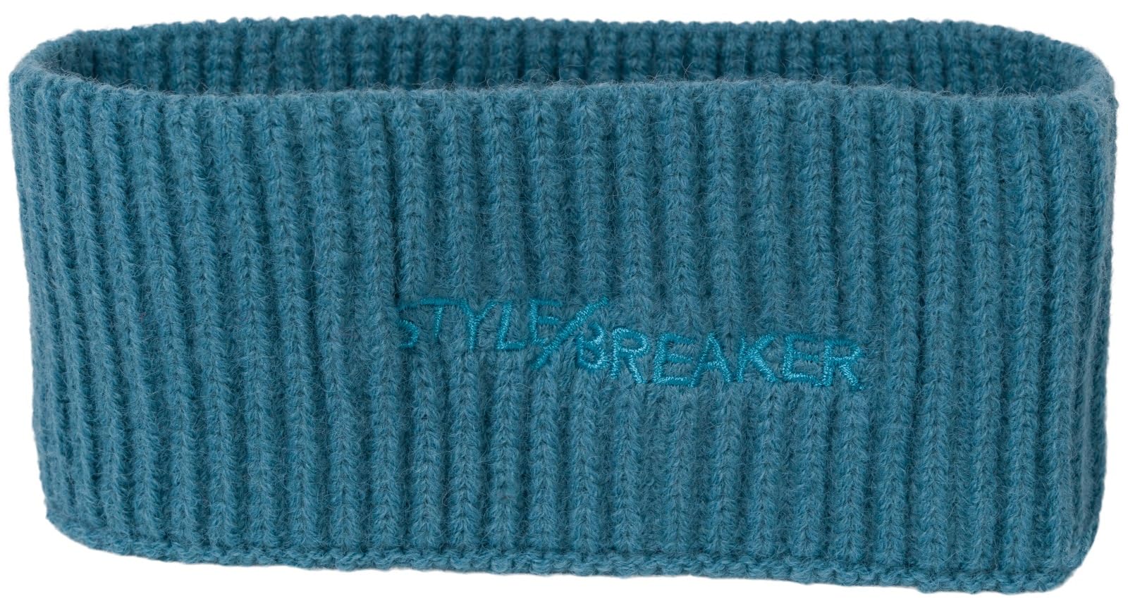 styleBREAKER Women's Knitted Headband with Ribbed Pattern, Logo Embroidery, Warm Winter Hairband, Headband 04026068, Colour:Blue