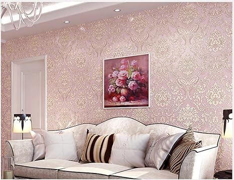 Peel And Stick Damask Wallpaper Non Woven Contact Paper Shelf