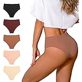 Uikezek Seamless Underwear for Women High Waisted Underwear for Women Cooling Ice Silk No Show Panties 5 Pack