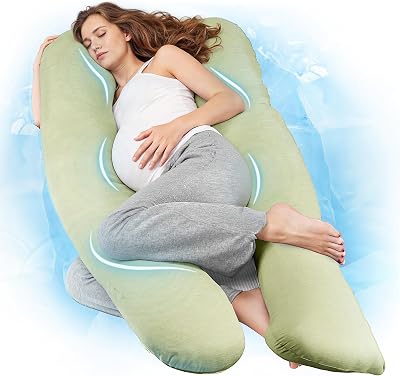 Nuliie Pregnancy Pillow U Shaped Full Body with Cooling Cover