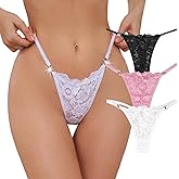 VORHELOVE Lace Thong Panties for Women Sexy Cheeky G-String Plus Size Underwear Tangas Low Rise Lingerie Thong XS-2XL