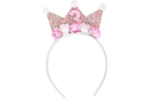 LINLULU Birthday Crown Headbands for Toddlers Girls - 2nd to 6th Birthday Crown, Princess Crown for Girls, Princess Tiara, Flower Crown Headbands for Birthday Girls (3rd birthday headband)