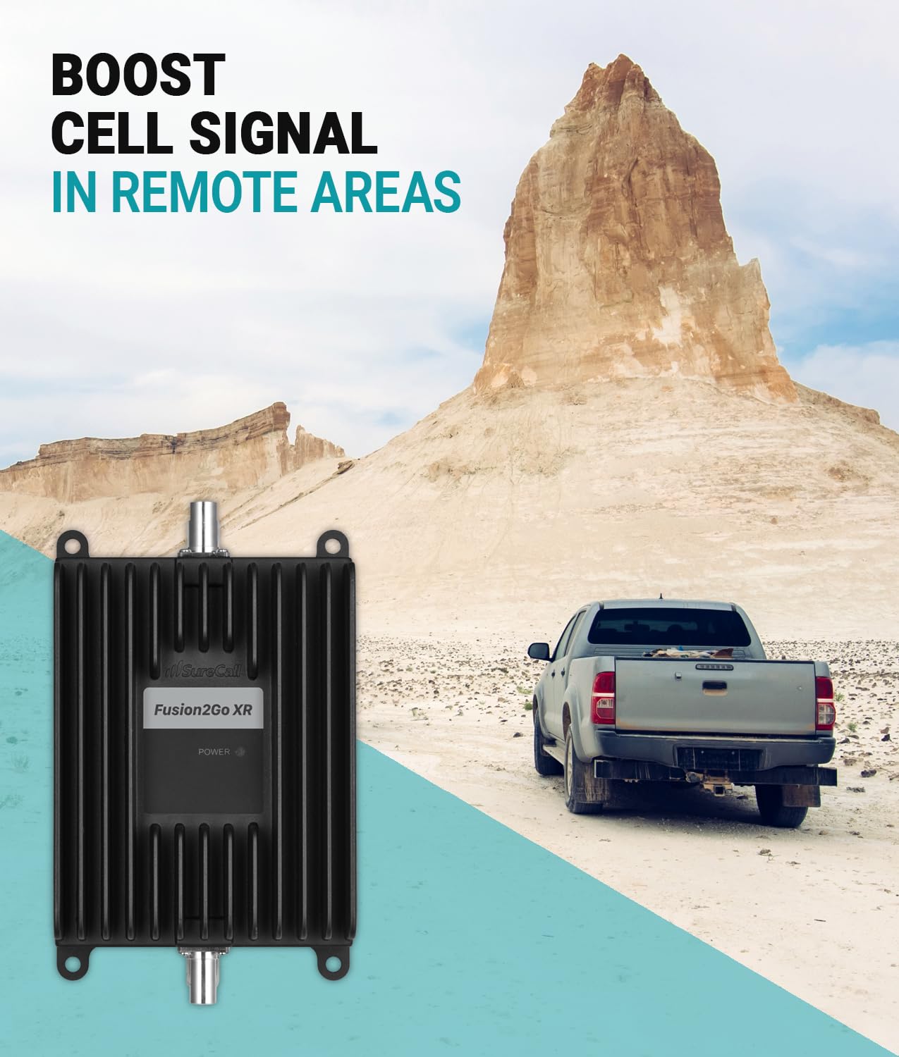 SureCall Fusion2Go XR Vehicle Cell Phone Signal Booster for Car, Truck, SUV | Boosts 5G & 4G LTE for All U.S. Cellular Carriers - Verizon, AT&T, T-Mobile | High-Performance, USA Company, FCC Approved
