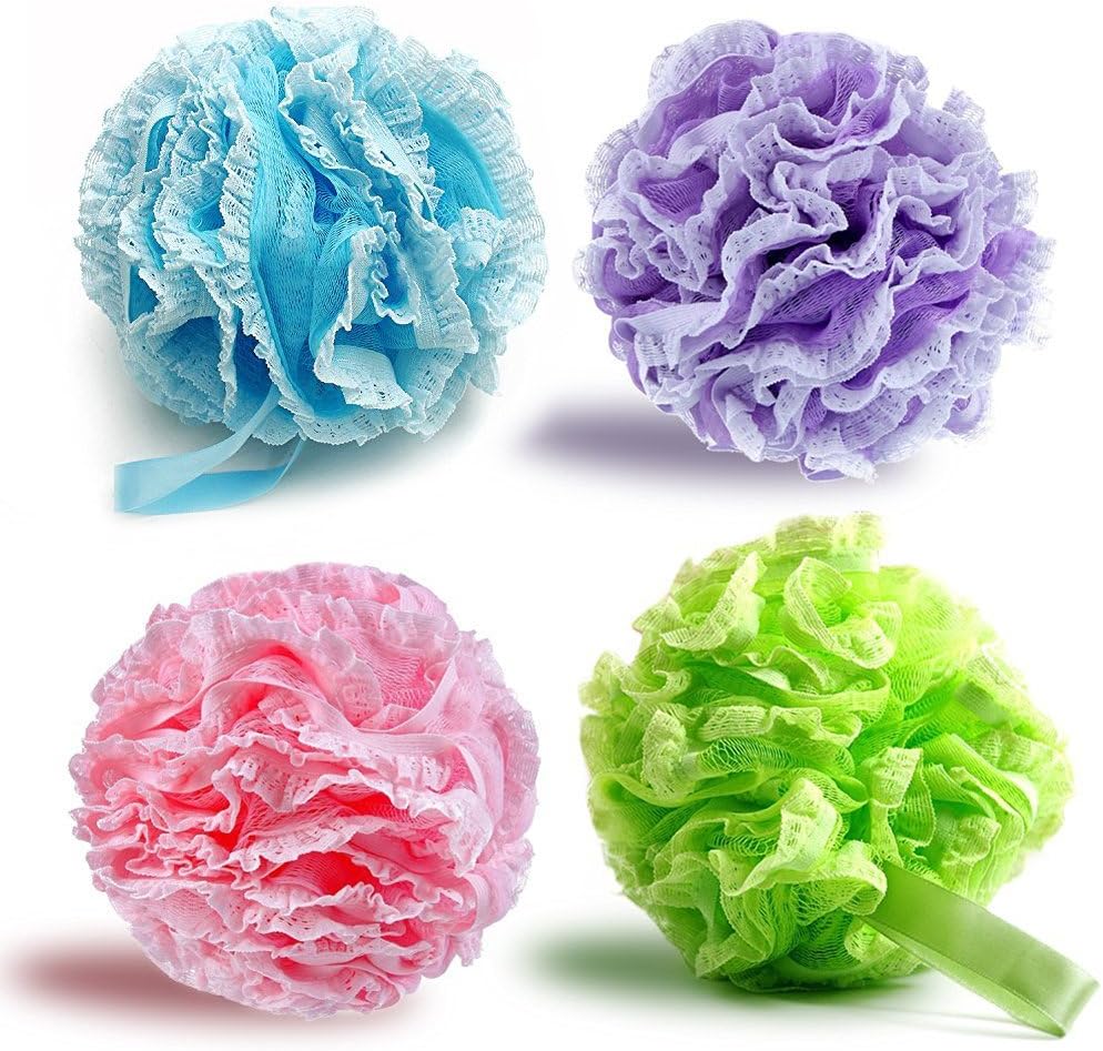 G2PLUS Purple Shower Bath Puff Soft Bath Sponge Loofahs ExtraDense